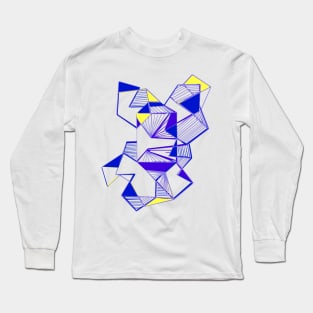 Geometric abstract art blue futuristic Long Sleeve T-Shirt